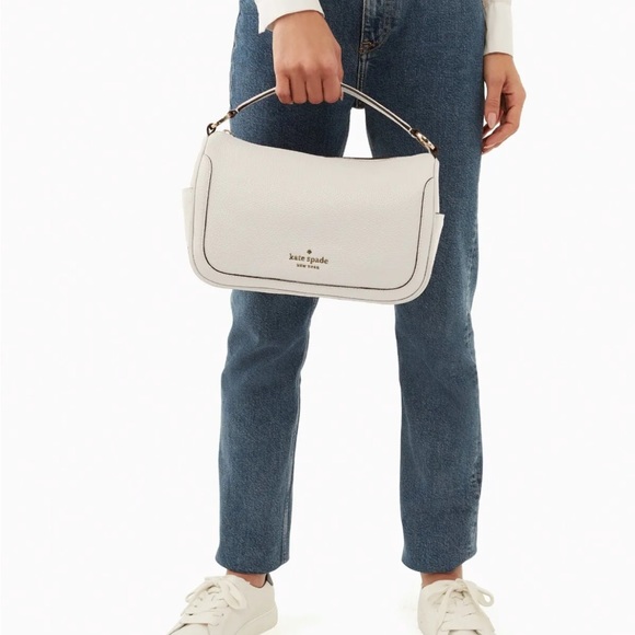 New Kate Spade Smoosh Satchel Hobo Crossbody Leather Parchment - Picture 2 of 4